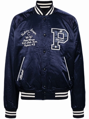 Logo-Appliqu Satin Bomber Jacket winter jackets clearance