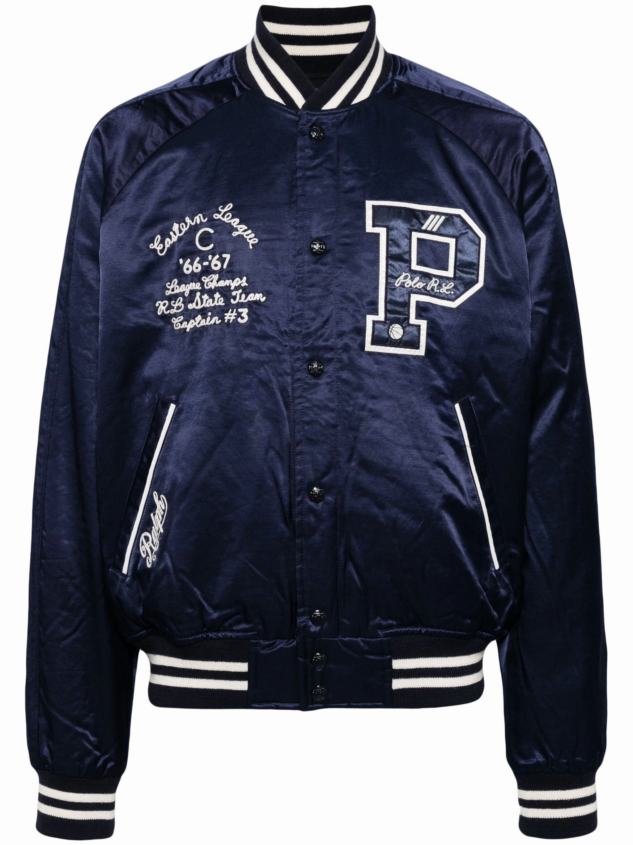 Logo-Appliqu Satin Bomber Jacket winter jackets clearance