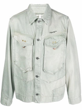 Logo-Embroidered Denim Jacket winter jackets clearance