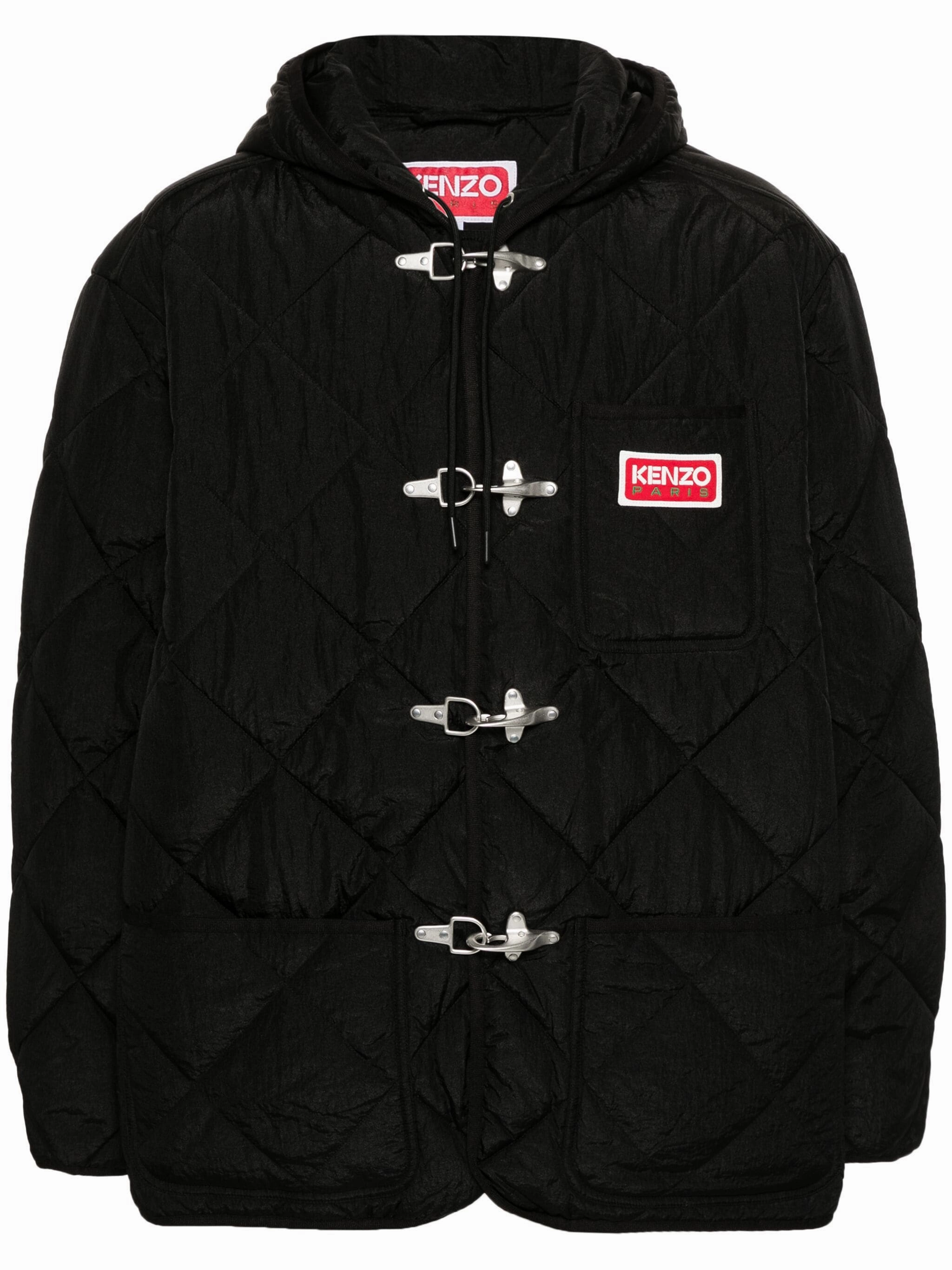 Logo-Patch Hooded Padded Jacket winter jackets clearance