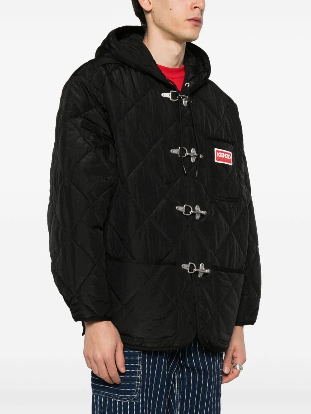 Logo-Patch Hooded Padded Jacket
