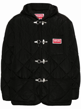 Logo-Patch Hooded Padded Jacket winter jackets clearance