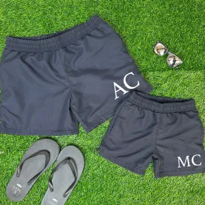 London Personalised Initial Matching Navy Swimming Shorts mens dad clothes online