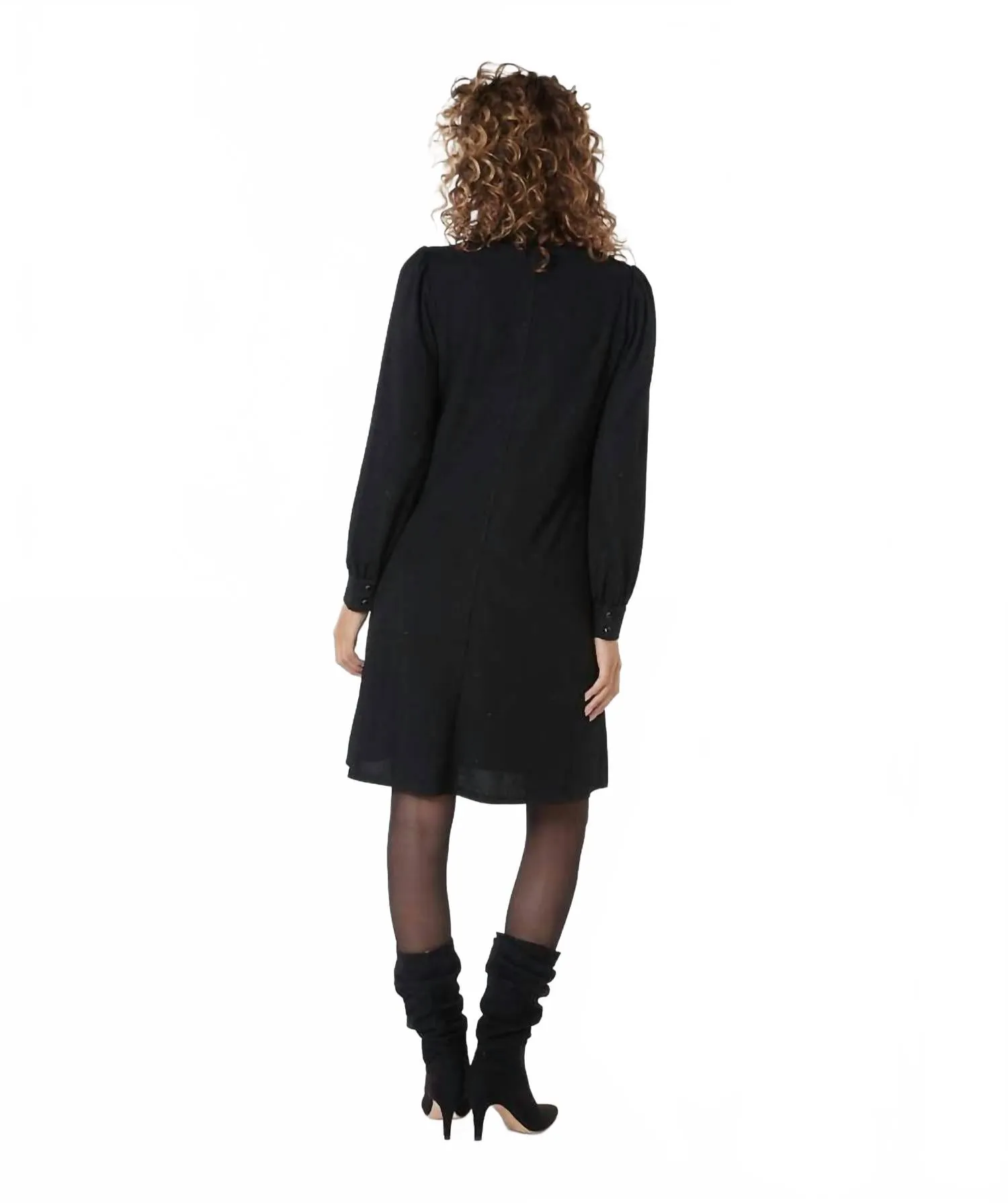Long Sleeve Dress With Bow In Black