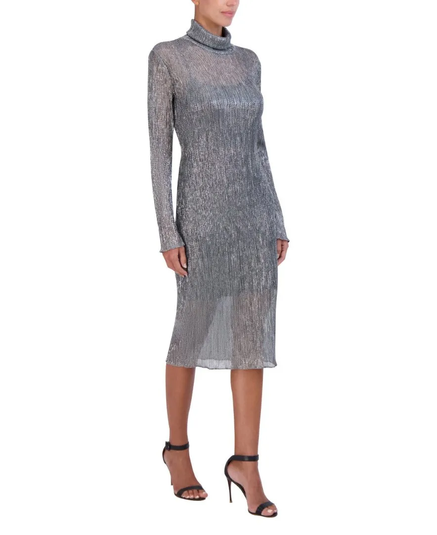 LONG SLEEVE MOCK NECK MIDI DRESS