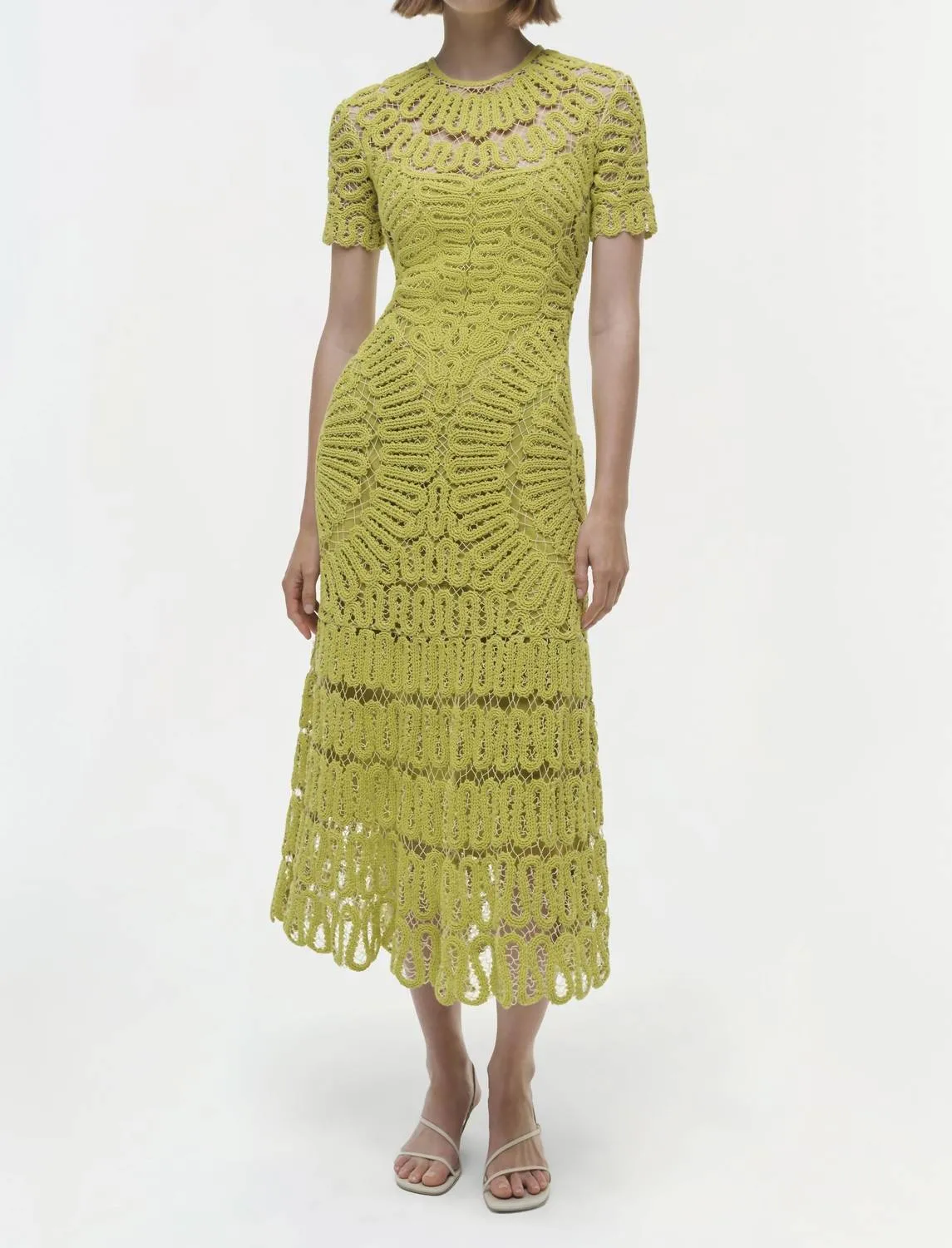 Lorelai Embroidered Midi Dress In Yellow Plum Multi