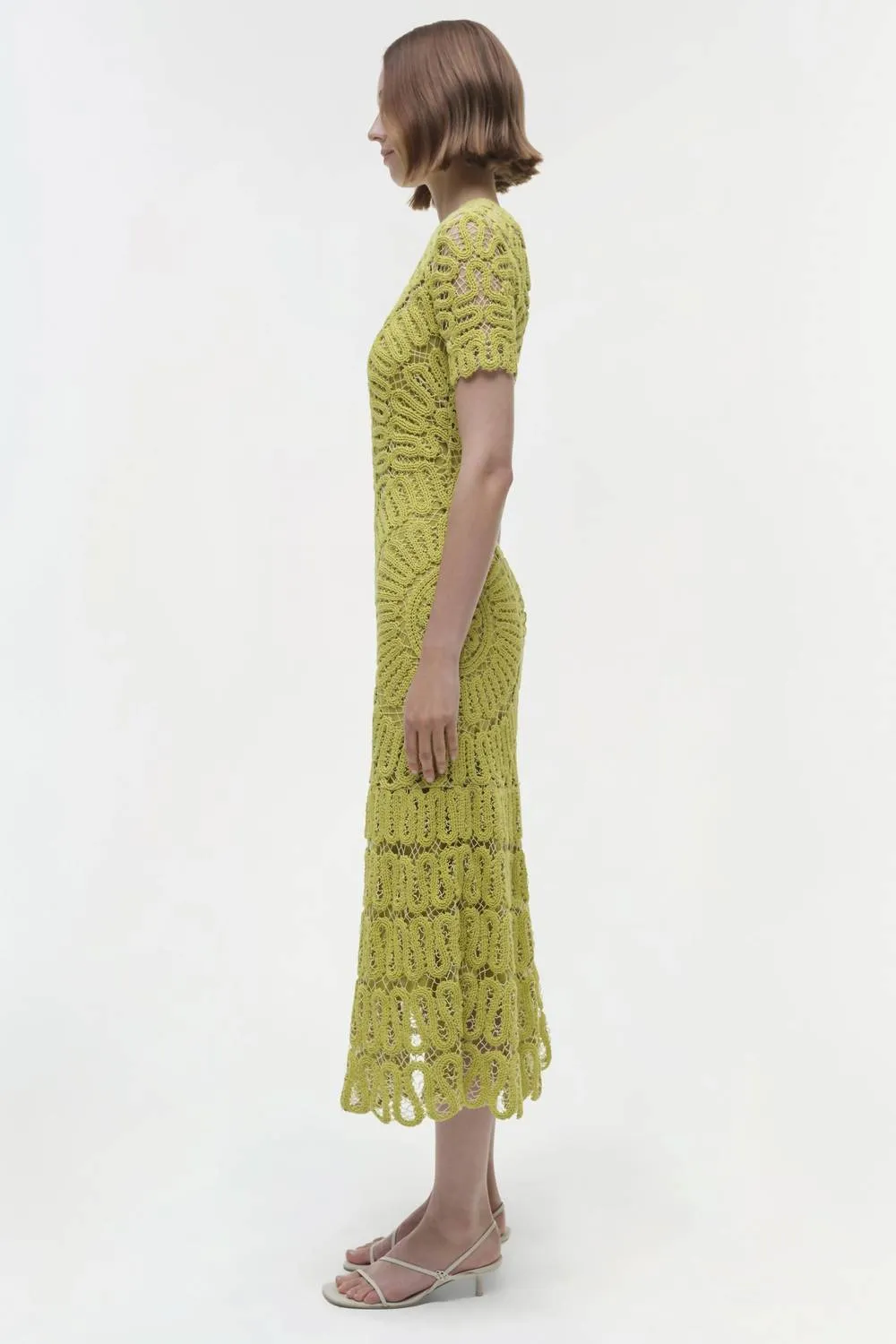 Lorelai Embroidered Midi Dress In Yellow Plum Multi