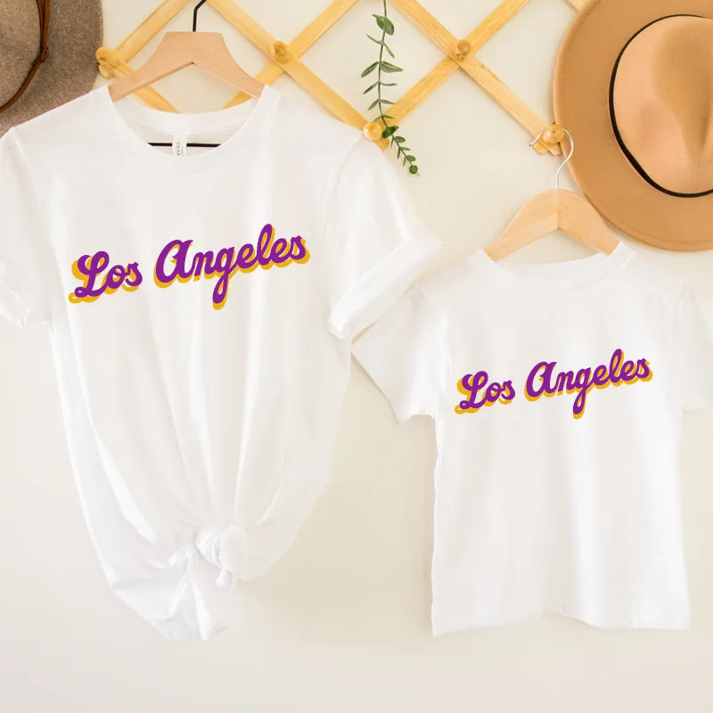 Los Angeles Ballpark Matching Adult & Kid T-Shirts White baby bump outfits discount