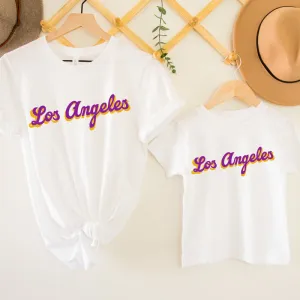 Los Angeles Ballpark Matching Adult & Kid T-Shirts White baby bump outfits discount