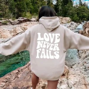 Love Never Fails Back Logo Hoodie postpartum clothes sale