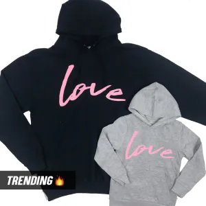 LOVE Script Mum & Kid Matching Hoodies (MRK X) maternity wear outlet
