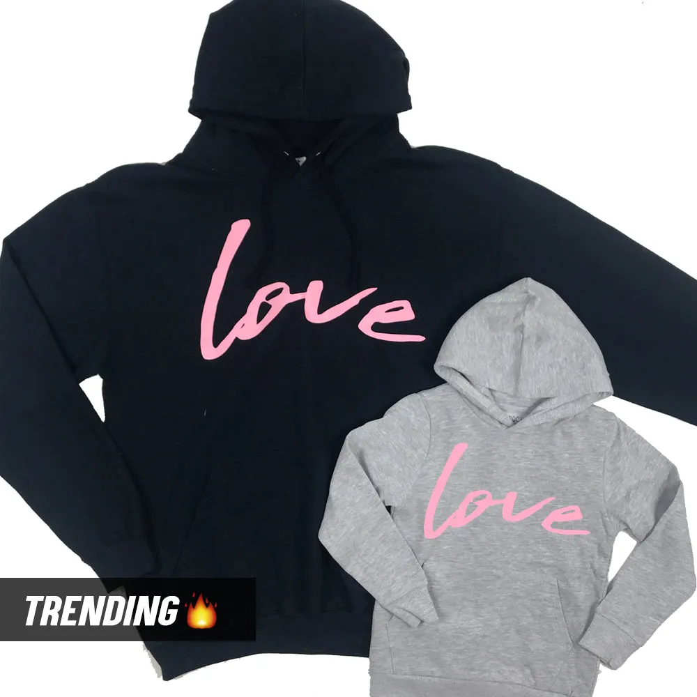 LOVE Script Mum & Kid Matching Hoodies (MRK X) maternity wear outlet