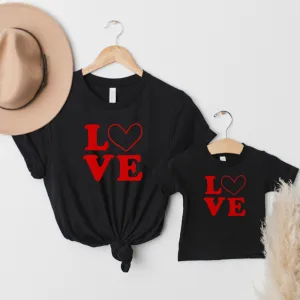 Love Stack Matching Black T-Shirts (MRK X) discount mum dresses