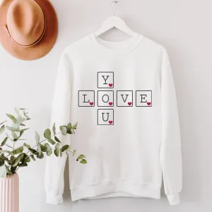 Love You Tile Heart Sweatshirt mum blouses clearance