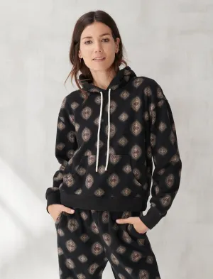 Lucky Brand Bedruckte Wildleder-Optik Kapuzenpullover Schwarz Multicolor Lucky Brand