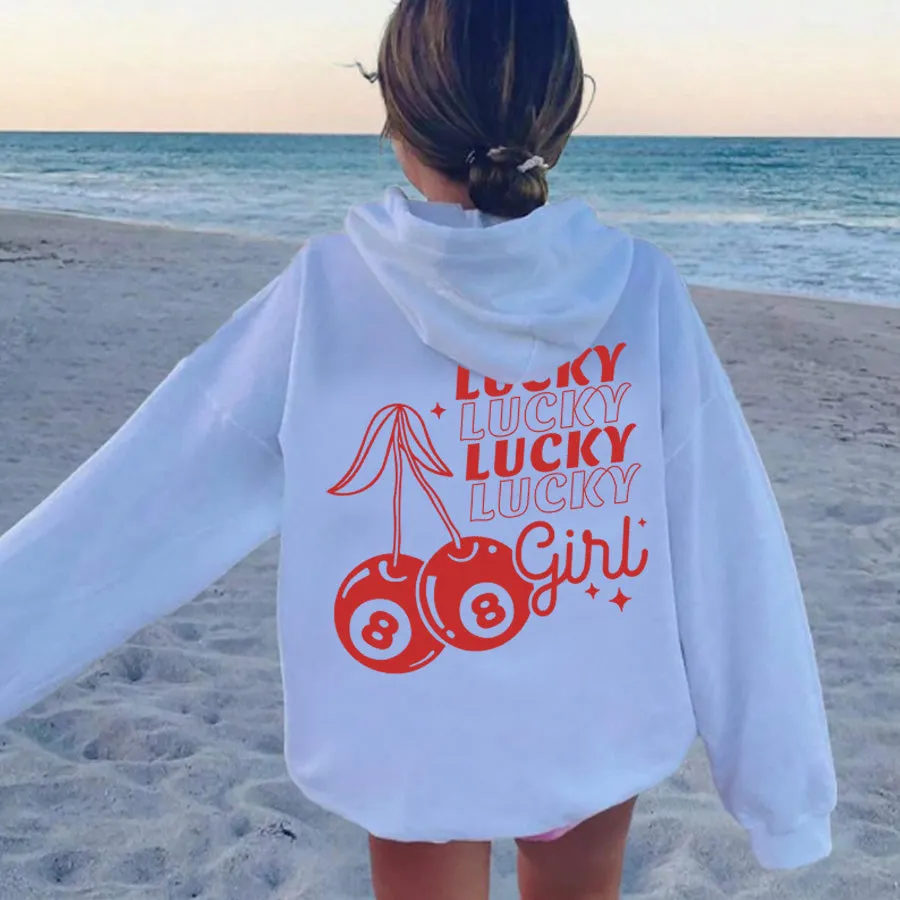 Lucky Cherries Back Logo Hoodie postpartum clothes sale