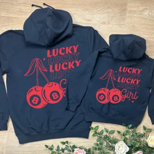 Lucky Cherries Mum Matching Back Hoodies Navy breastfeeding tops cheap