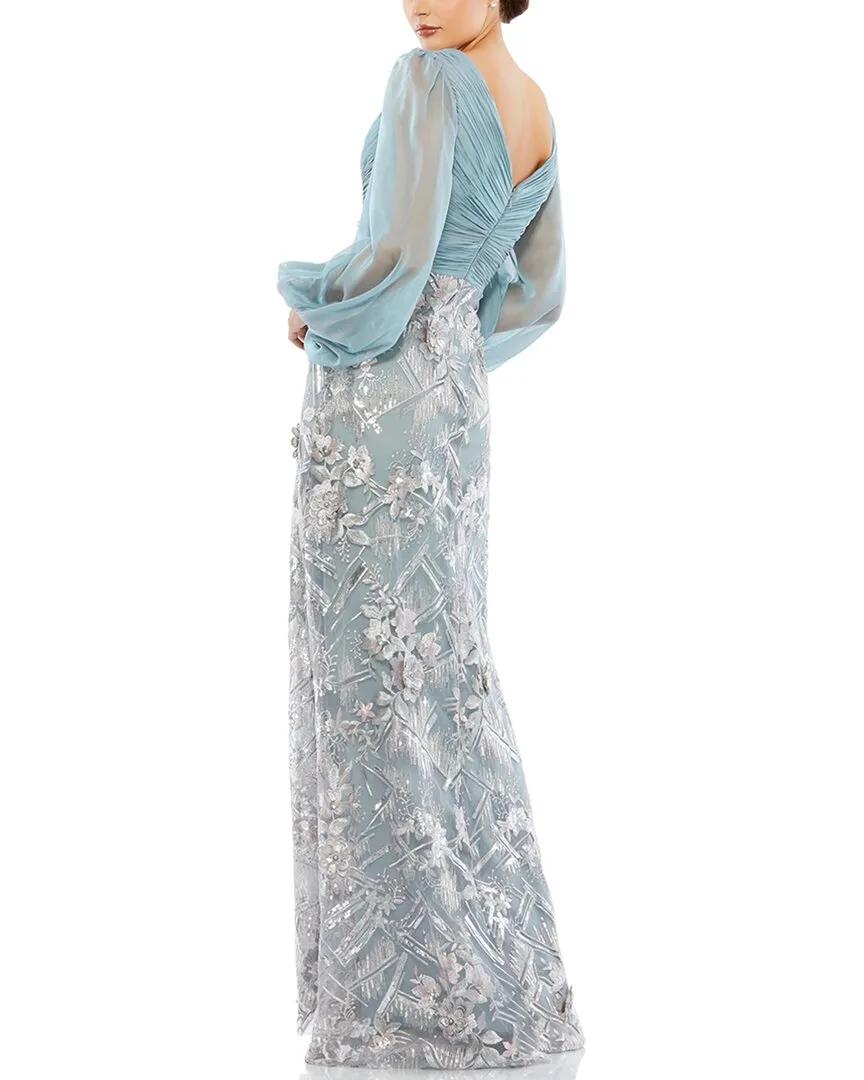 Mac Duggal Illusion Pleated A-Line Dress