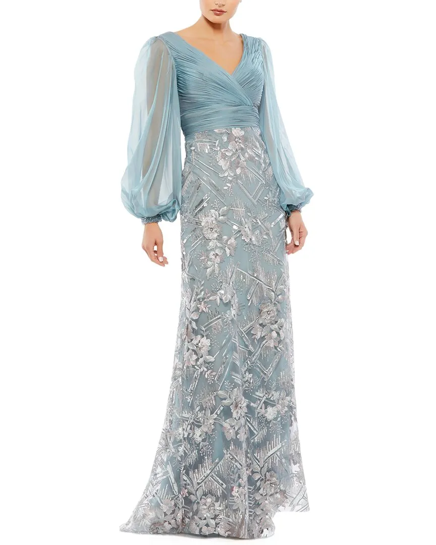 Mac Duggal Illusion Pleated A-Line Dress