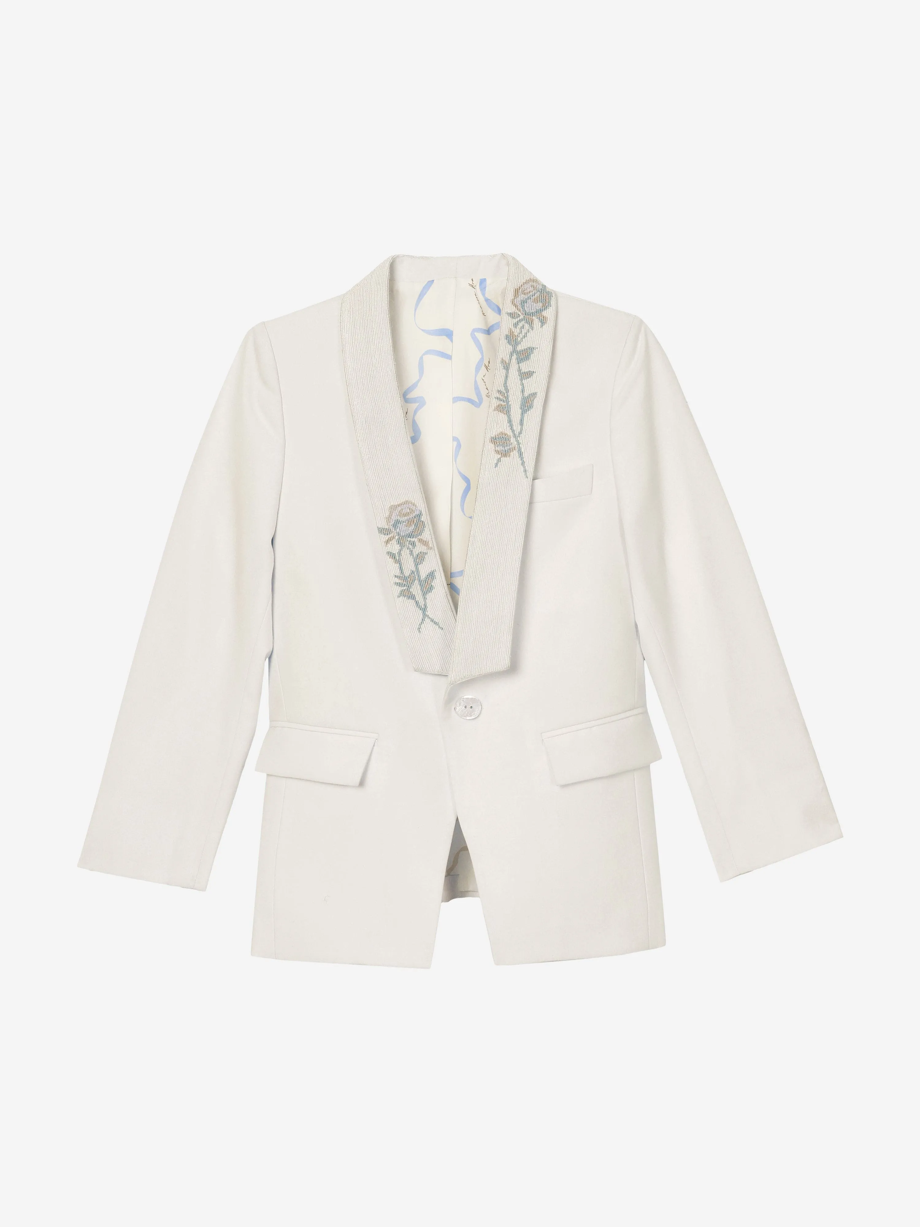 Maison Ava Jungen Blazer mit floralem Revers in Elfenbein
