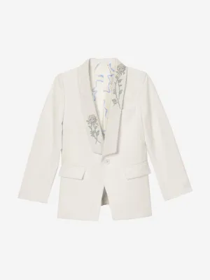 Maison Ava Jungen Blazer mit floralem Revers in Elfenbein