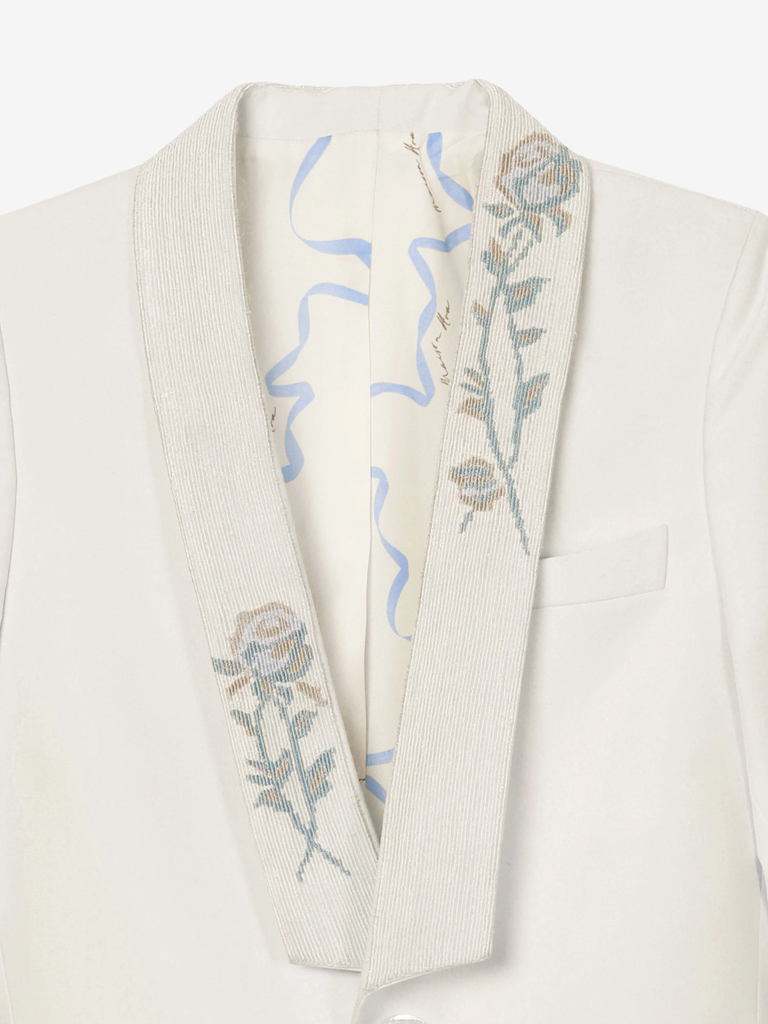 Maison Ava Jungen Blazer mit floralem Revers in Elfenbein