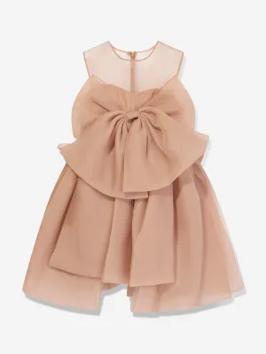 Maison Ava Mädchen Linette Rüschen-Schleifenkleid in Rosa