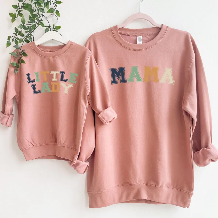 Mama & Little Lady Multi Block Matching Dusty Pink Sweatshirts breastfeeding tops cheap