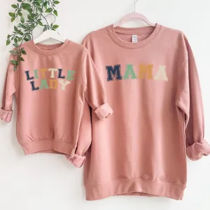Mama & Little Lady Multi Block Matching Dusty Pink Sweatshirts breastfeeding tops cheap