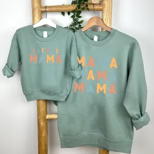 Mama & Little Mama Joy Matching Dusty Green Sweatshirts baby bump outfits discount