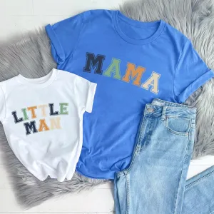 Mama & Little Man Multi Block Matching Columbia Blue T-Shirts maternity dresses promo