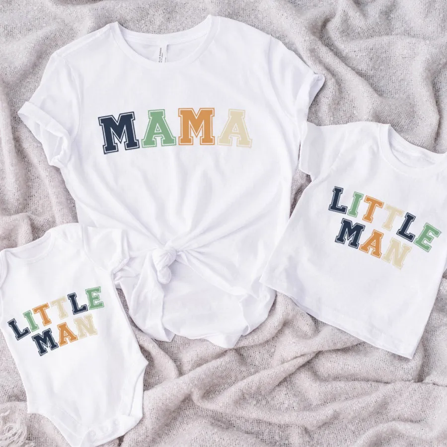 Mama & Little Man Multi Block Matching T-Shirt/Baby Vests maternity dresses promo