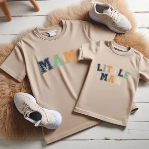 Mama & Little Man Multi Block Matching T-Shirts- Natural Raw baby bump outfits discount