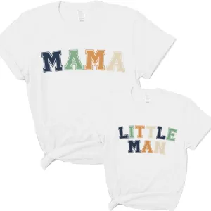 Mama & Little Man Multi Block Matching T-Shirts White baby bump outfits discount