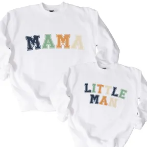 Mama & Little Man Multi Block Matching White Sweatshirts breastfeeding tops cheap