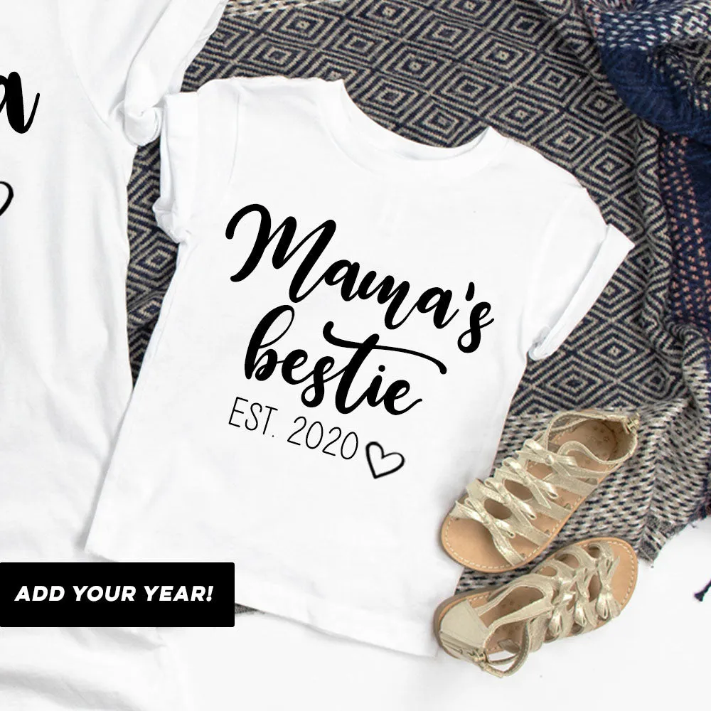 Mama & Mama's Bestie Bella Script Personalised White T-Shirts (MRK X)