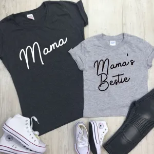 Mama & Mama's Bestie Script Mum & Kid Matching Tees (MRK X) maternity wear outlet