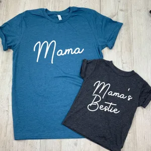 Mama & Mama's Bestie Script Mum & Kid Matching Tees (MRK X) maternity wear outlet