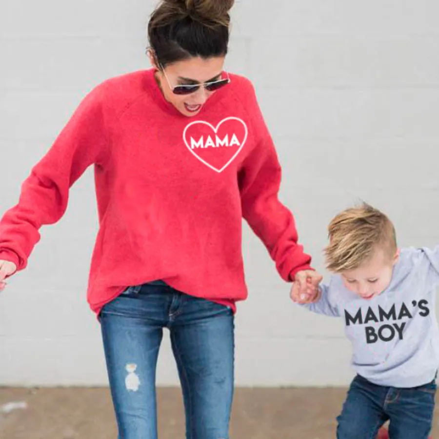 Mama & Mama's Boy & Girl Mum & Kid Matching Sweaters (MRK X)