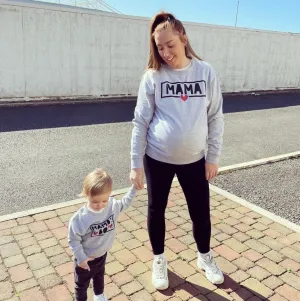 Mama & Mama's Boy Heart Valentines Heather Grey Sweatshirts breastfeeding tops cheap