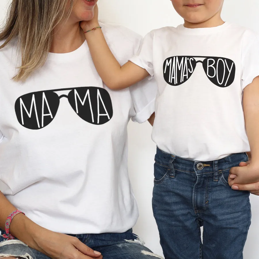 Mama & Mama's Boy Matching Sunglasses T-Shirts White discount mum dresses