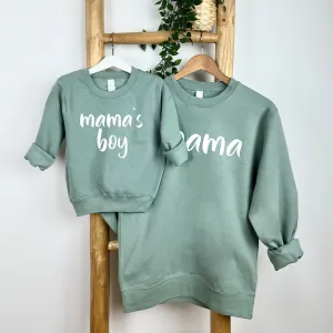 Mama & Mama's Boy Script Matching Sweatshirts breastfeeding tops cheap