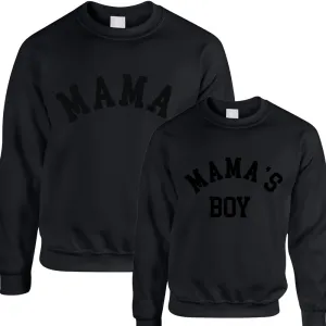Mama & Mama's Boy Stealth Black/Black College Matching Sweatshirts breastfeeding tops cheap