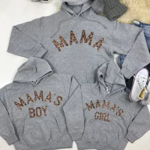 Mama & Mama's Girl & Boy Matching Leopard Heather Grey Hoodies (MRK X) discount mum dresses