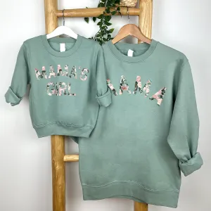 Mama & Mama's Girl Floral Matching Dusty Green Sweatshirts nursing tops best deals