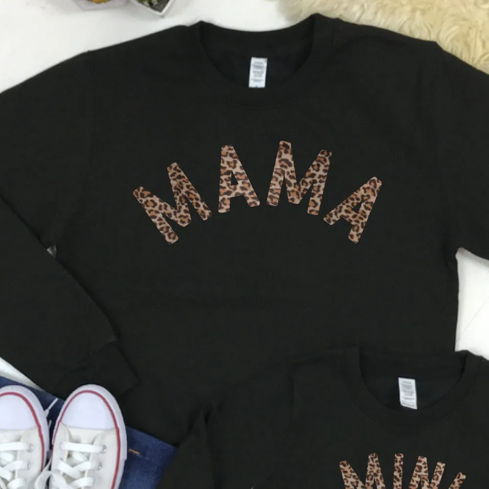 Mama & Mama's Girl Leopard Sweatshirts Black (MRK X)