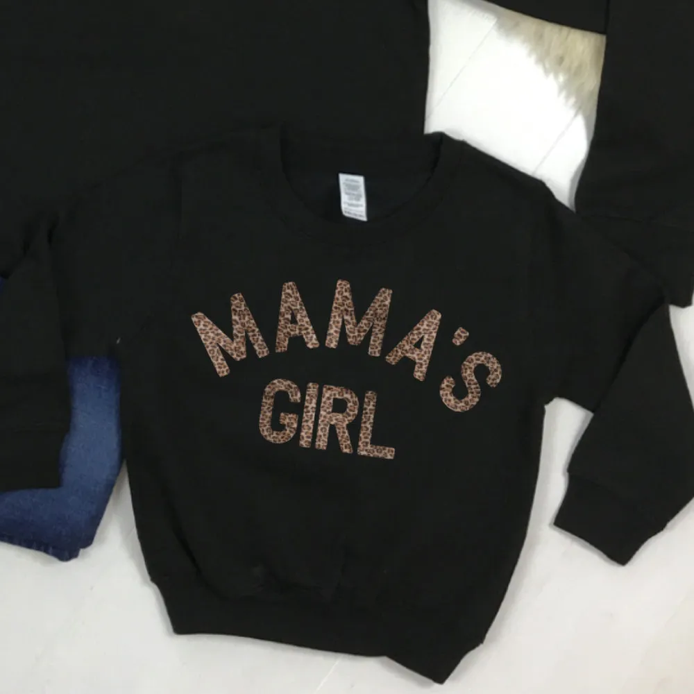 Mama & Mama's Girl Leopard Sweatshirts Black (MRK X)
