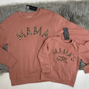 Mama & Mama's Girl Leopard Sweatshirts Dusty Pink (MRK X) breastfeeding tops cheap
