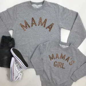 Mama & Mama's Girl Leopard Sweatshirts Heather Grey (MRK X) breastfeeding tops cheap