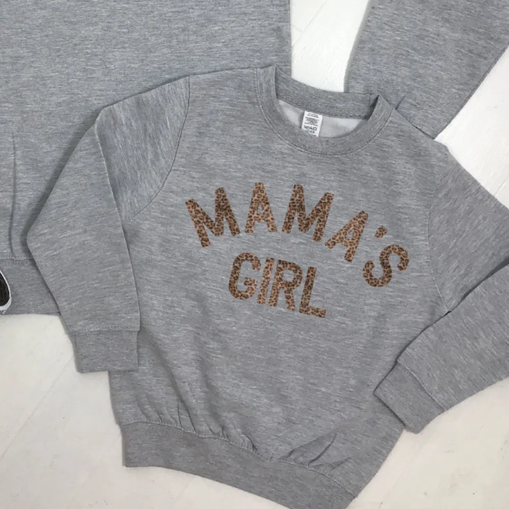 Mama & Mama's Girl Leopard Sweatshirts Heather Grey (MRK X)